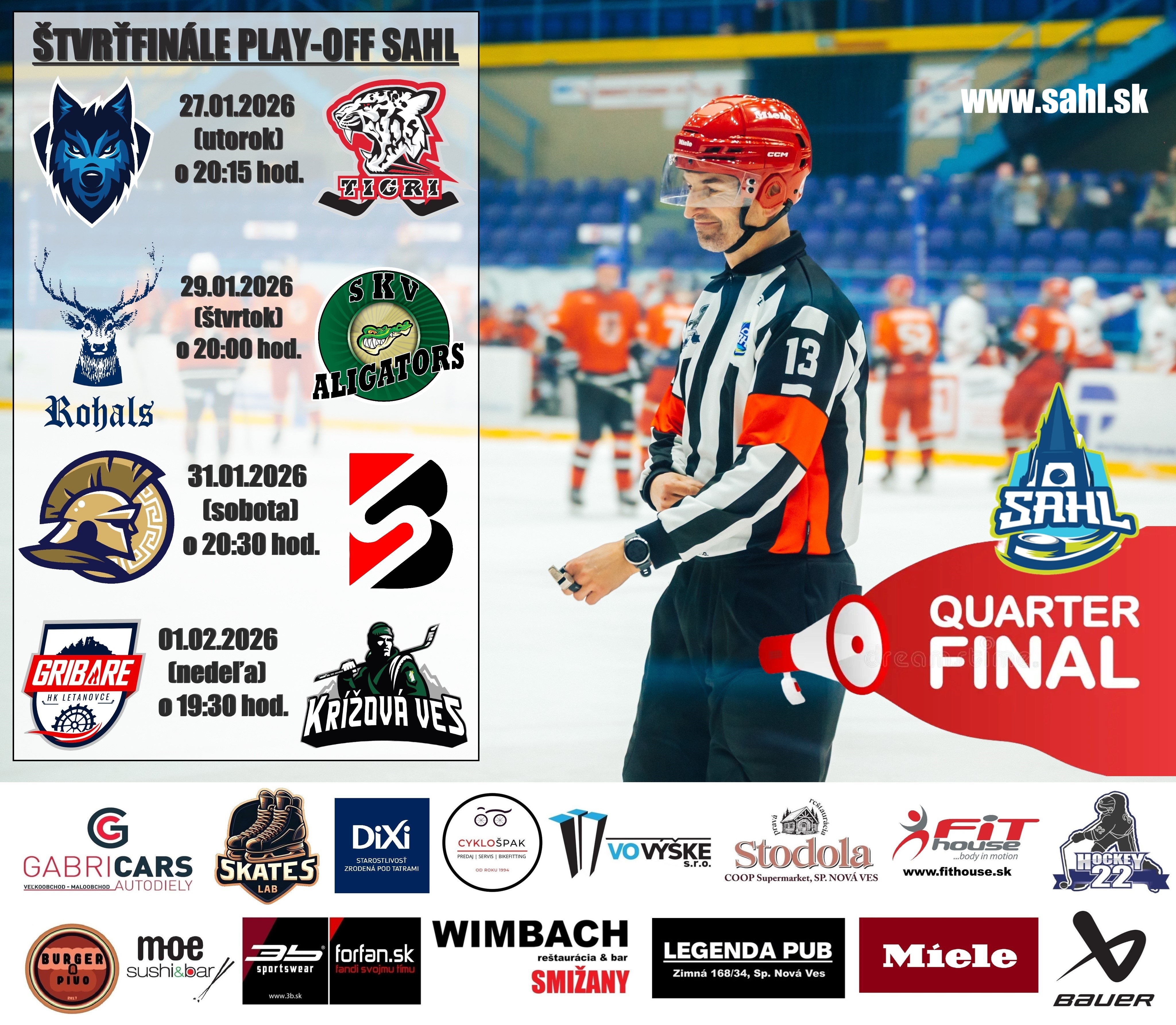 Miniatúra článku Rozpis zápasov SAHL - štvrťfinále č.1 !